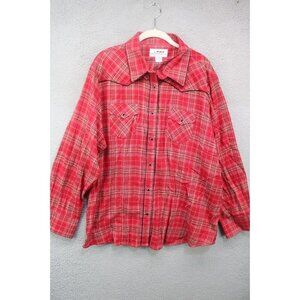 Back in the Saddle Plaid Snap Down Long Sleeve Top-2X-Cowgirl-Western